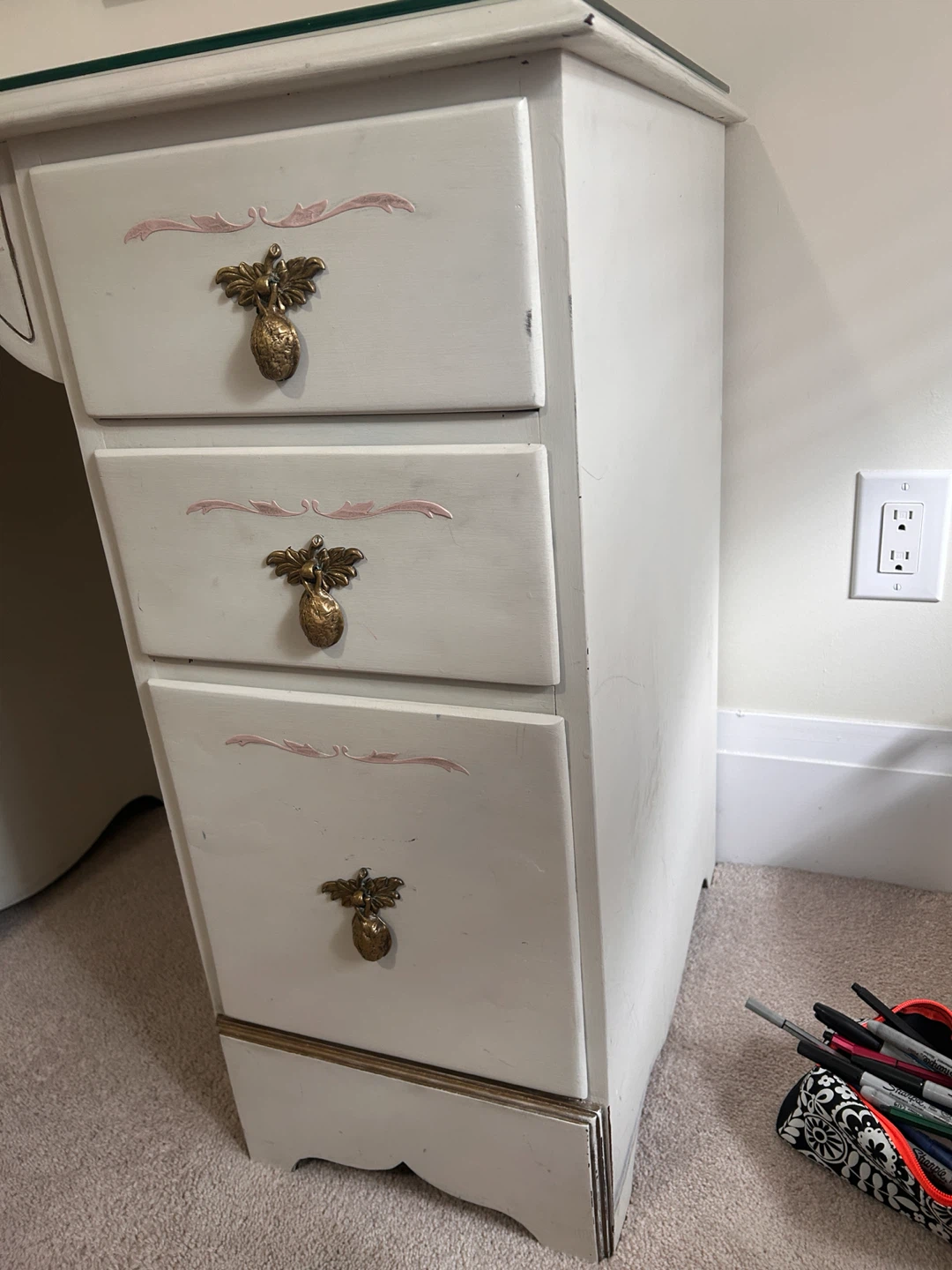 Vintage Painted Wooden Vanity Desk - photo 5