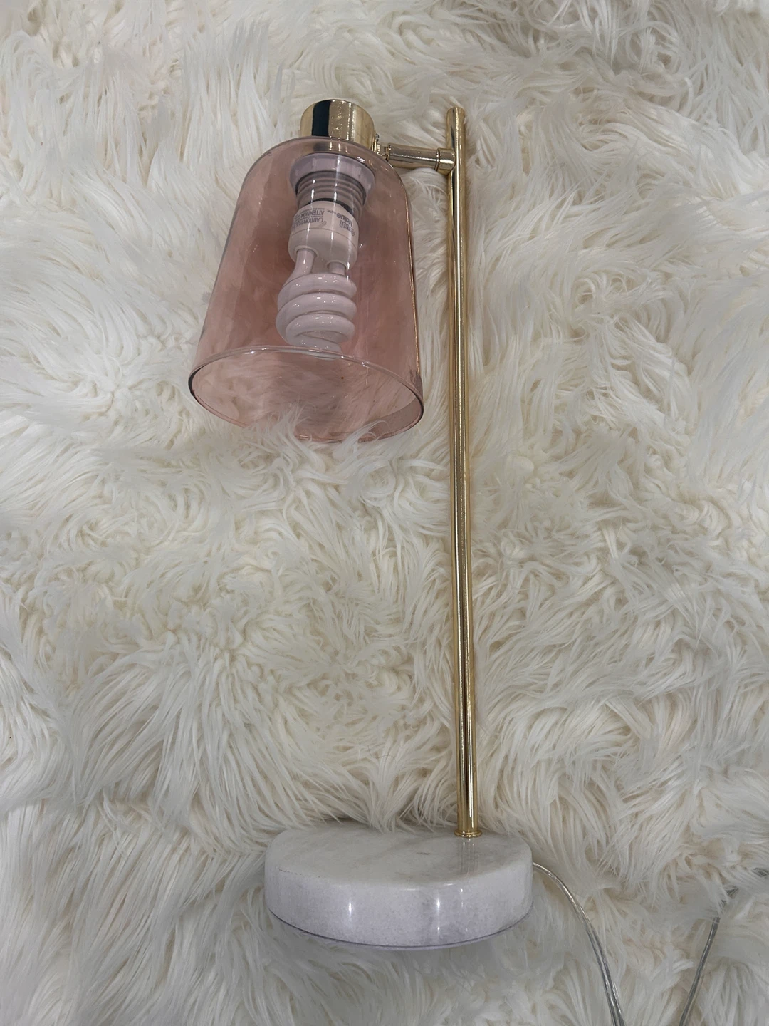 Bouclair Pink Glass and Marble Table Lamp