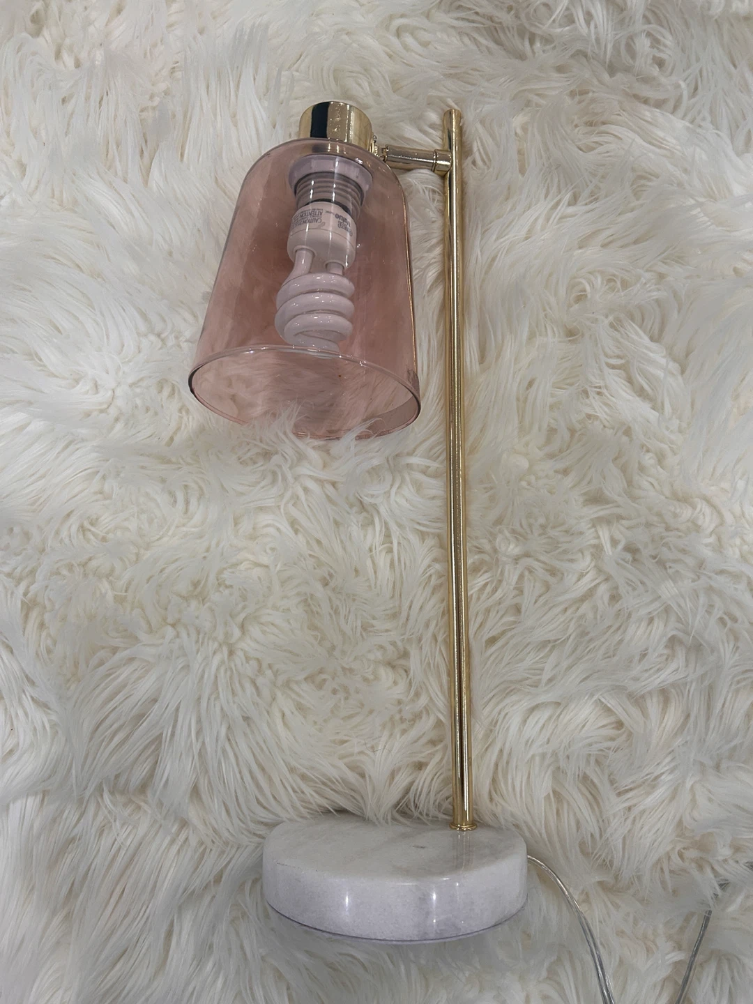Bouclair Pink Glass and Marble Table Lamp - photo 2