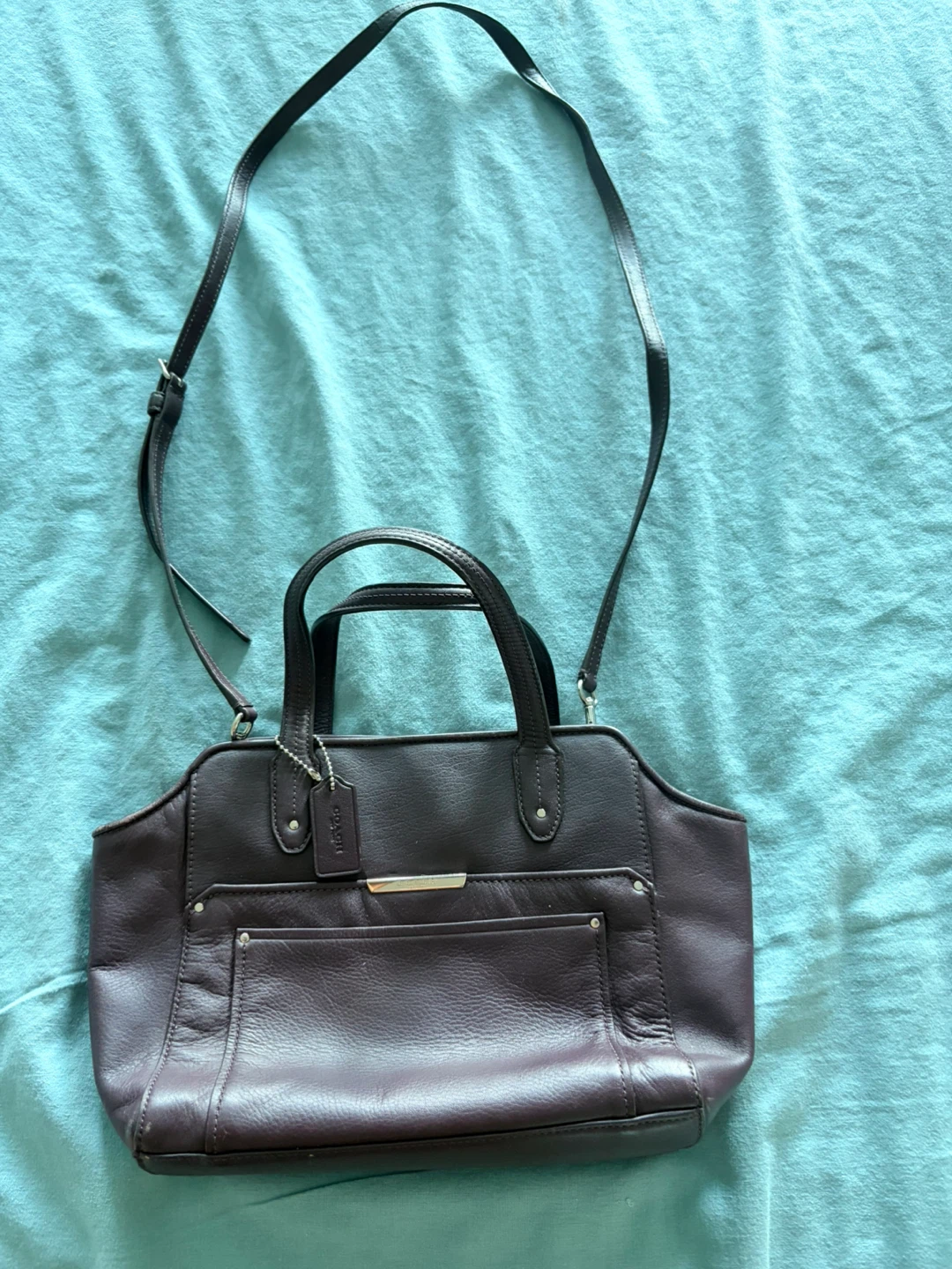 Coach Dark Purple Leather Handbag - photo 2