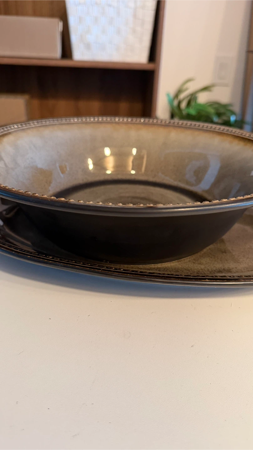 Stoneware Serving Platter and Bowl Set - photo 2
