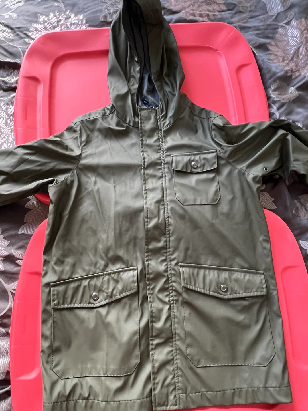 GapKids Olive Green Rain Jacket, size M (8)