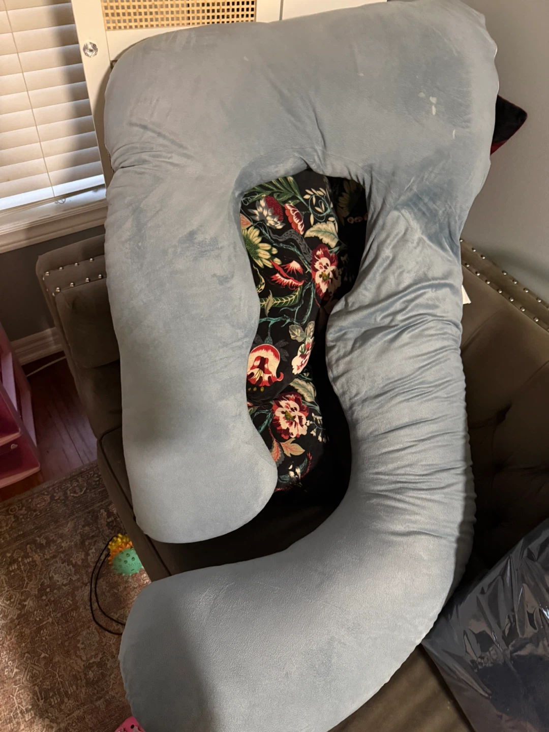 Blue C-Shaped Pregnancy Pillow