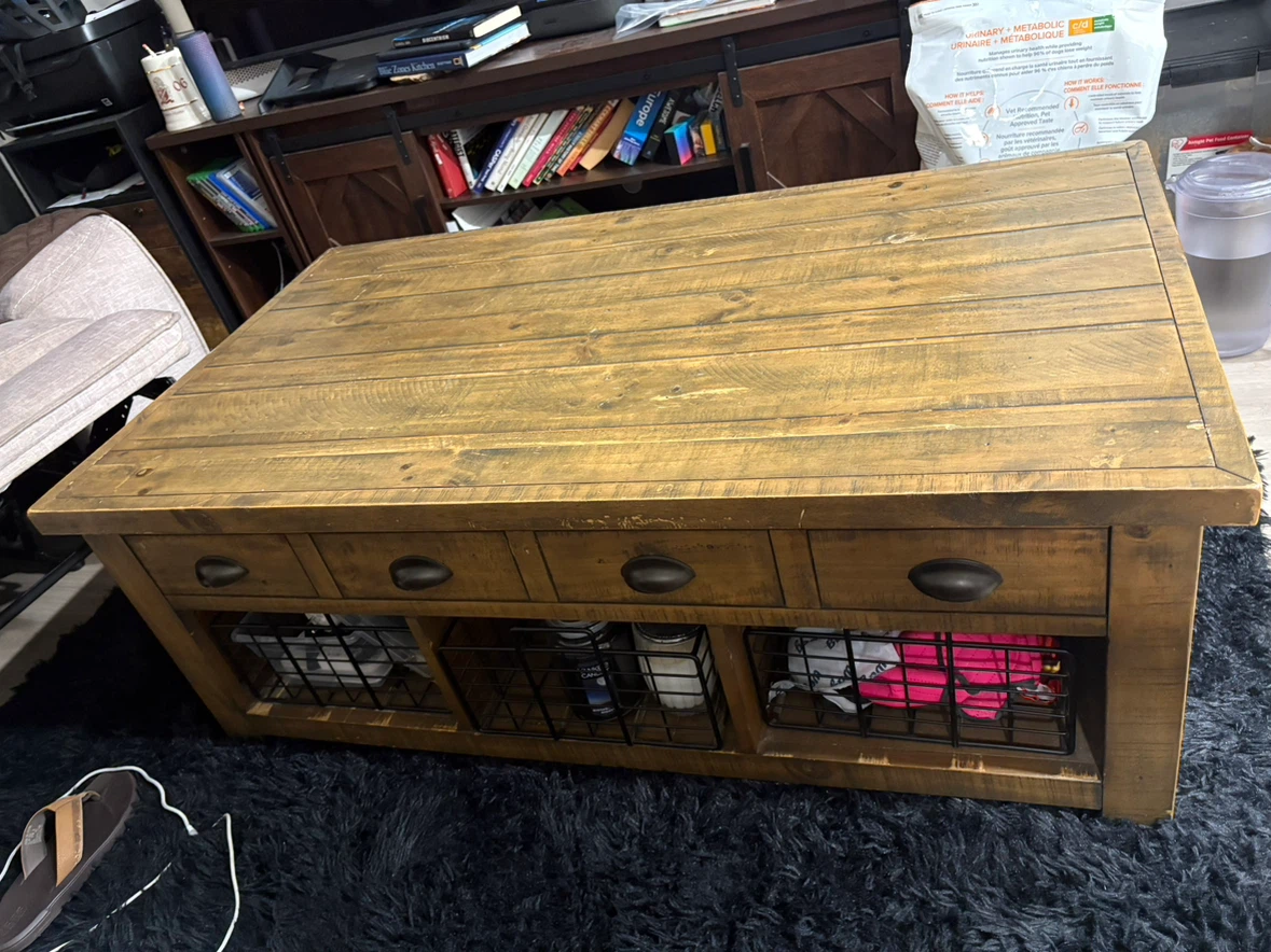 Rustic Lift-Top Coffee Table with Storage Baskets - photo 2