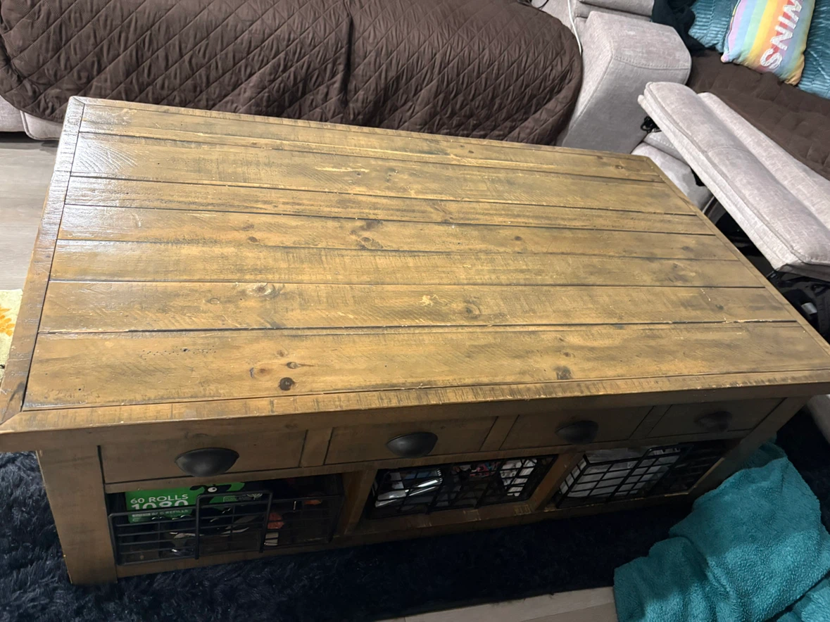 Rustic Lift-Top Coffee Table with Storage Baskets - photo 3
