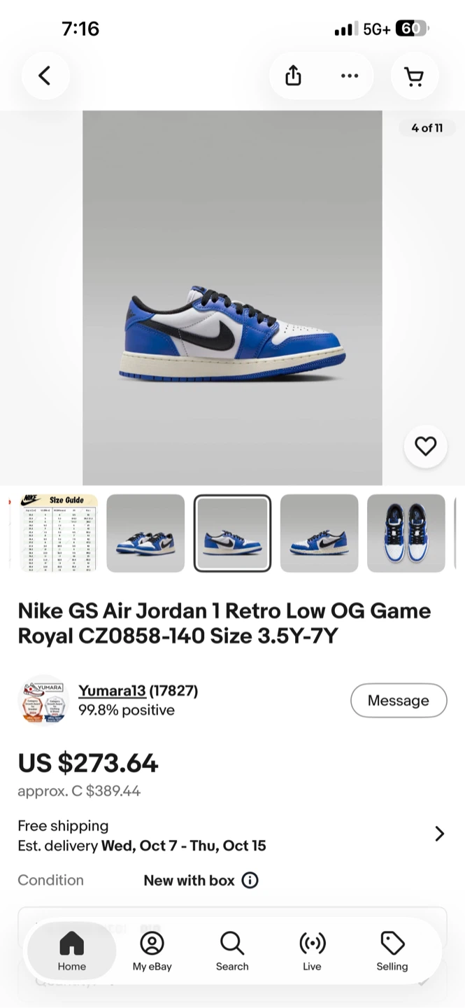 Nike Air Jordan 1 Retro Low OG Game Royal