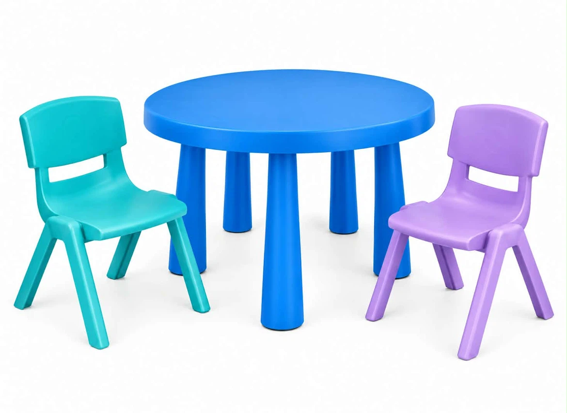 Kids IKEA Mammut Plastic Table and Two Chairs Set