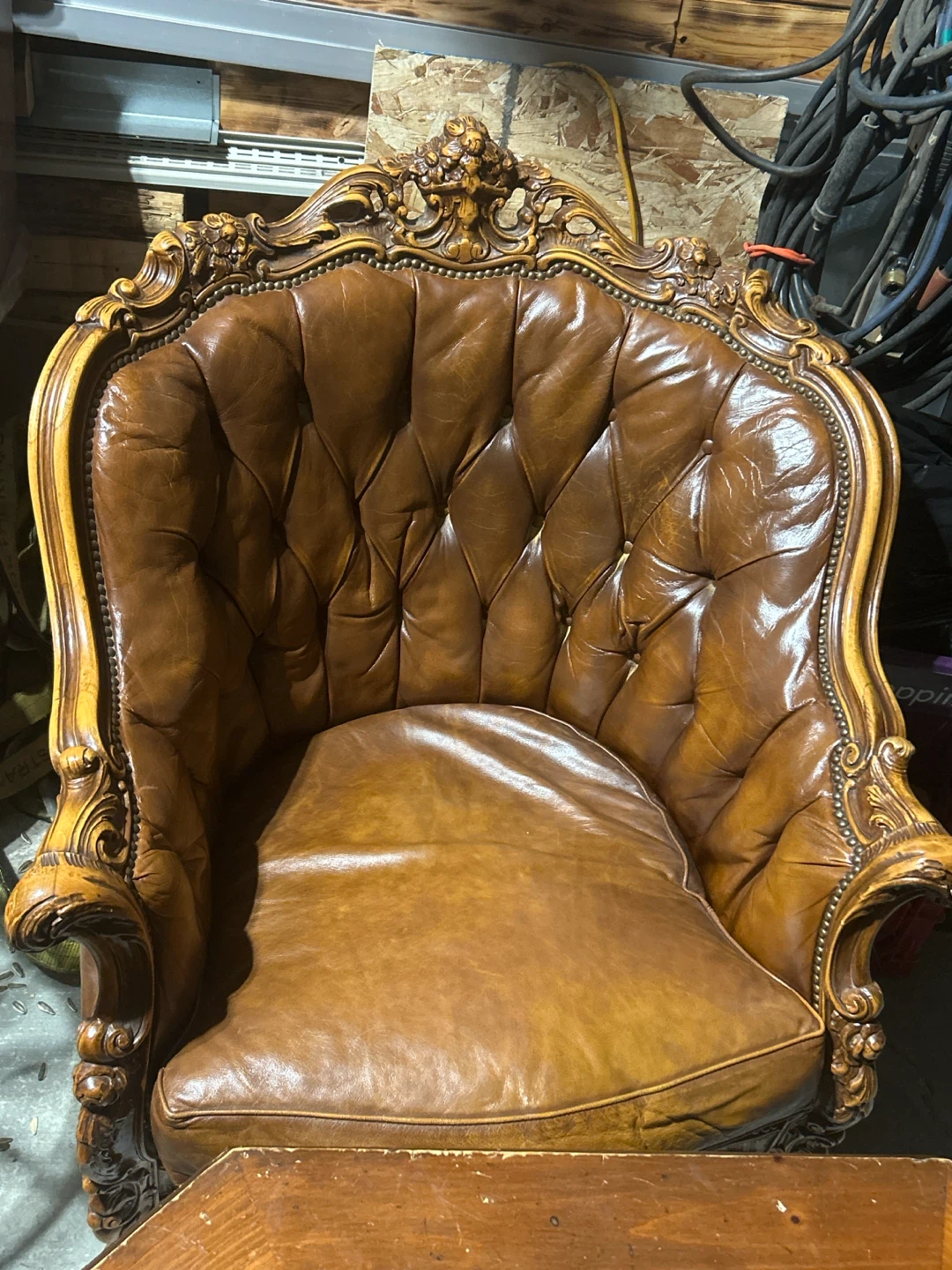 Real Brown Leather Armchair