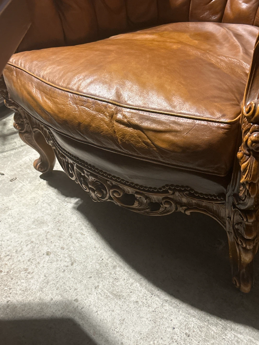 Real Brown Leather Armchair - photo 3