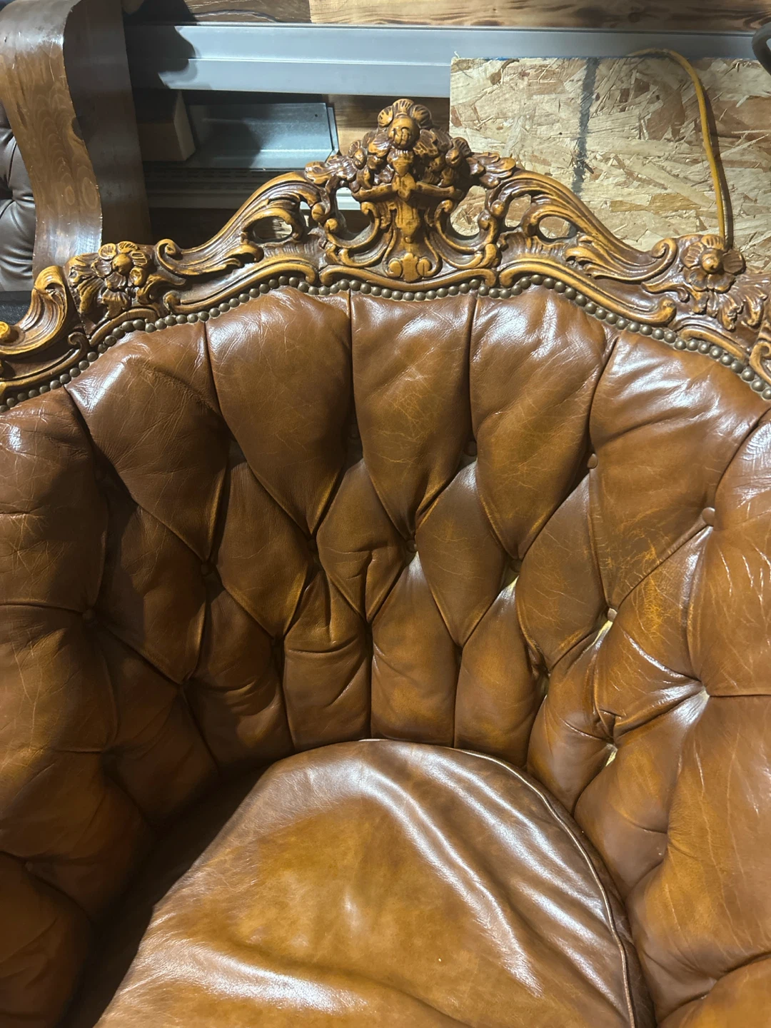 Real Brown Leather Armchair - photo 4