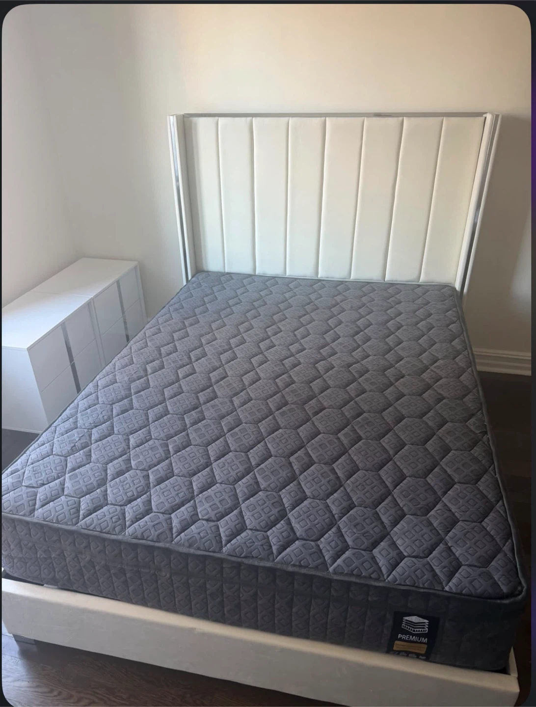 White Upholstered Queen Bed Frame