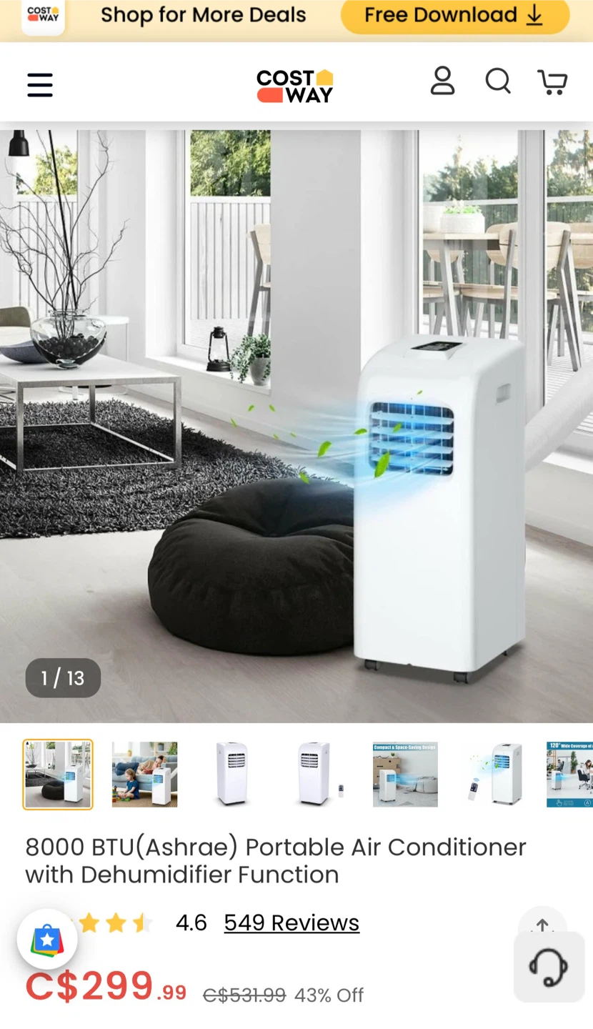 8000 BTU Portable Air Conditioner with Dehumidifier for Sale - photo 3