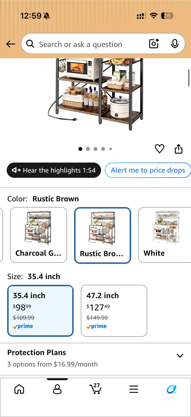 Rustic Brown Kitchen Baker's Rack 35.4 inch - photo 2