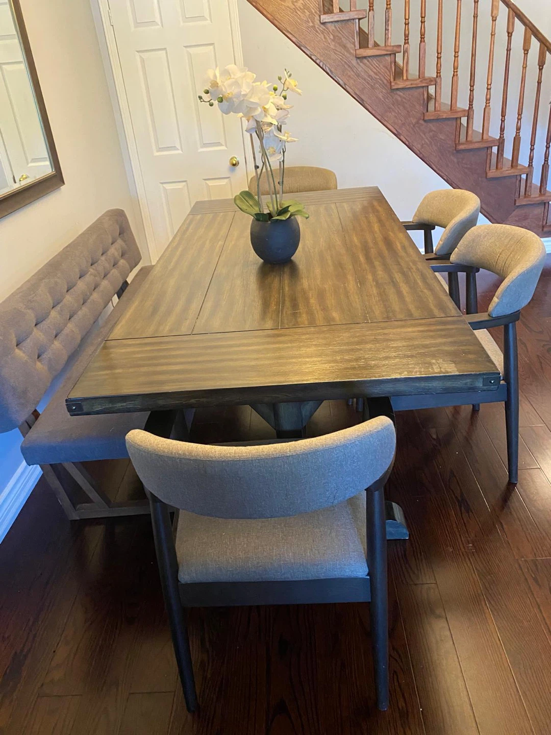 Rustic Dining Table with Bench