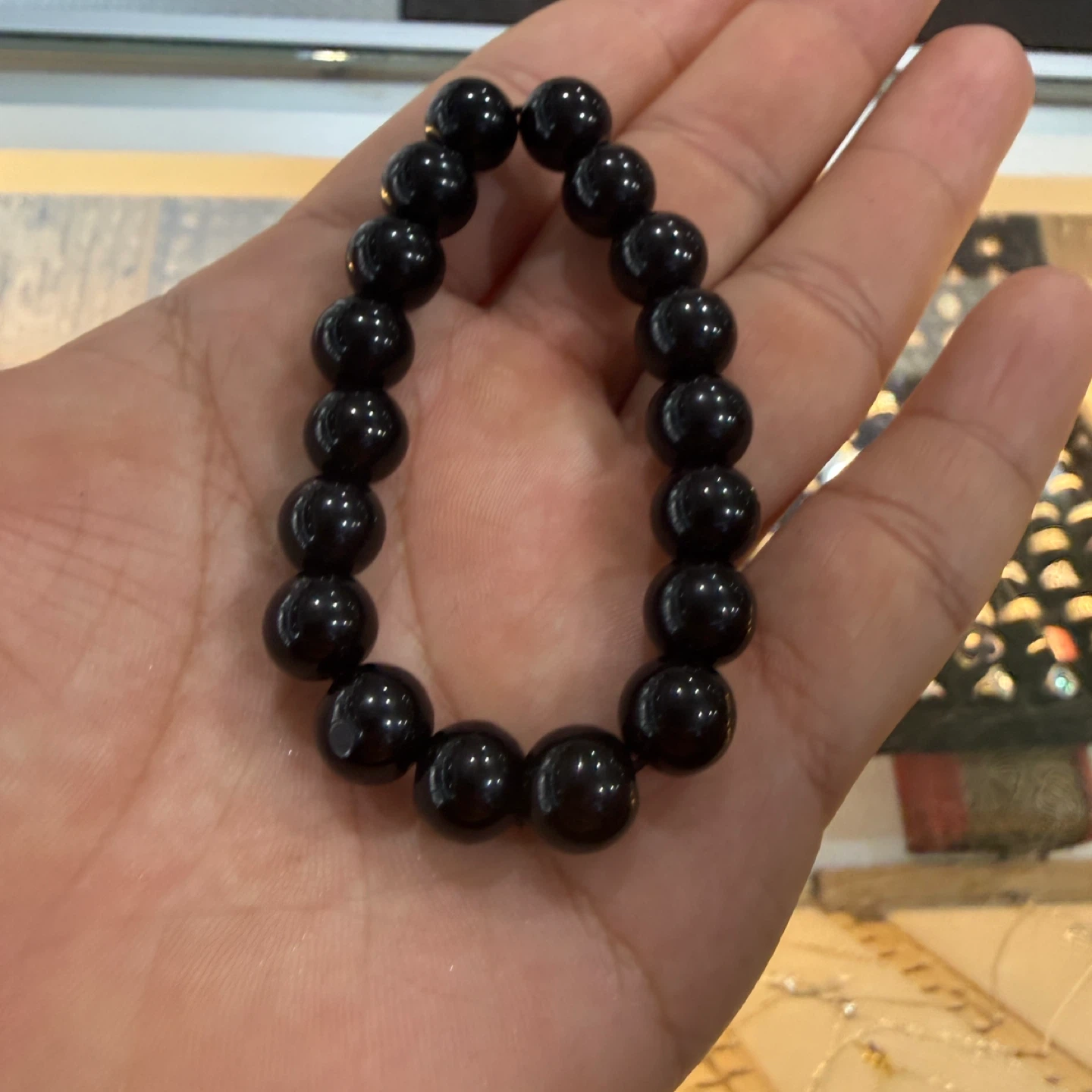 Black obsidian Bead Stretch Bracelet