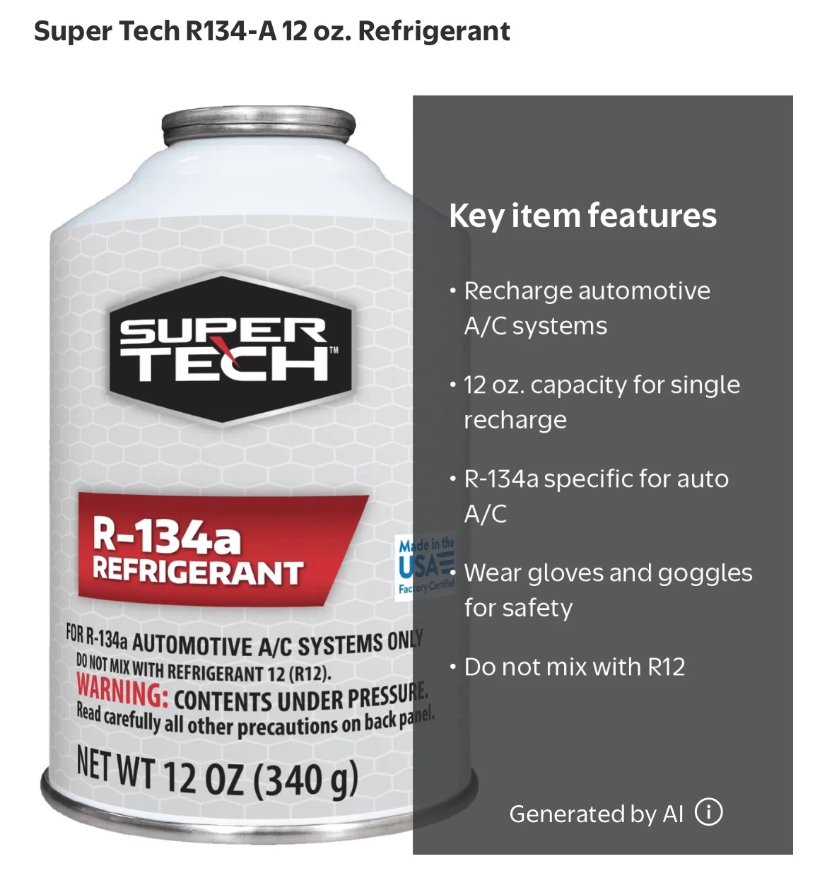 Super Tech R-134a Refrigerant 12 oz. - photo 2