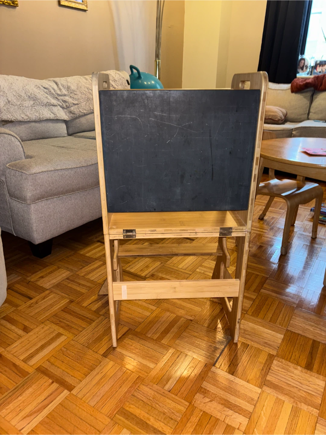 Convertible Bamboo Toddler Learning Tower and Chalkboard - photo 2
