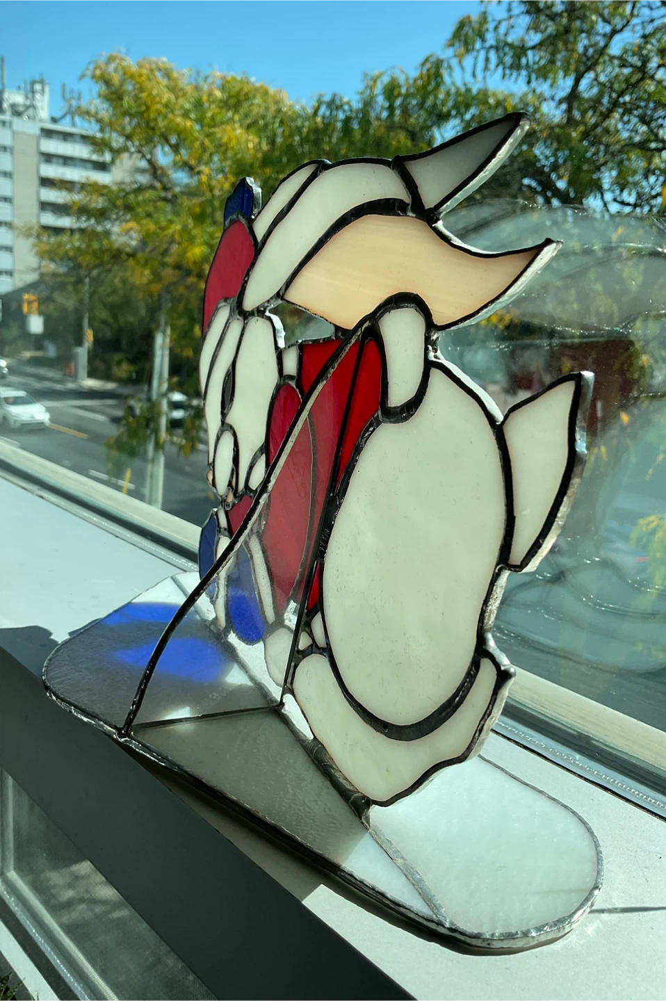 Vintage 1990’s Freestanding Stained Glass White Rabbit Sculpture - photo 4