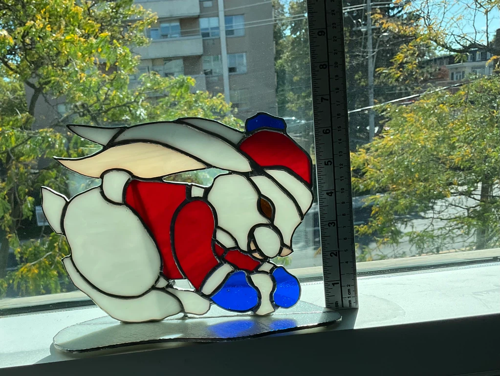 Vintage 1990’s Freestanding Stained Glass White Rabbit Sculpture - photo 5