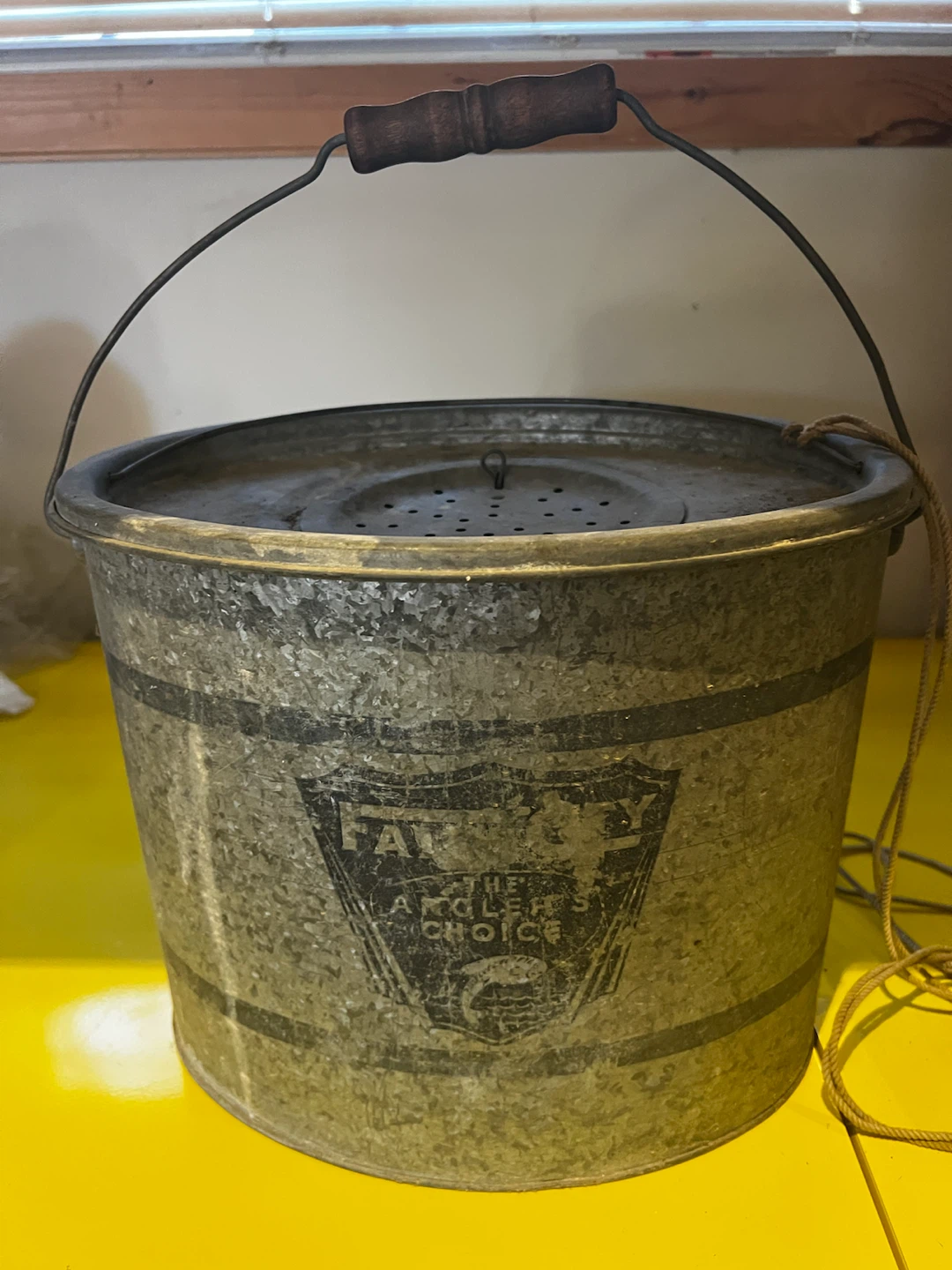 Falls City Vintage Galvanized Bait Bucket and minnow trap