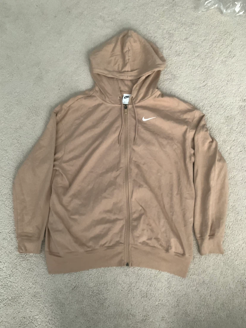 Nike Beige Full-Zip Hoodie size s fits like m