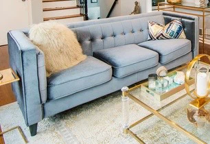 (2) Dark Gray Velvet Chesterfield 3-seater Sofas - photo 2