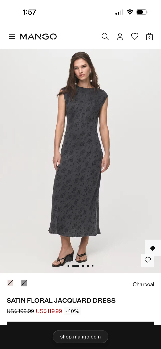 NEW Mango Satin Floral Jacquard Dress