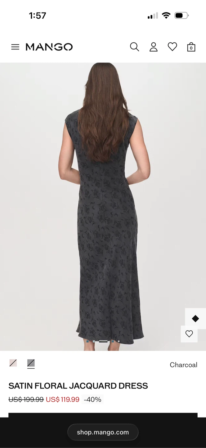 NEW Mango Satin Floral Jacquard Dress - photo 2