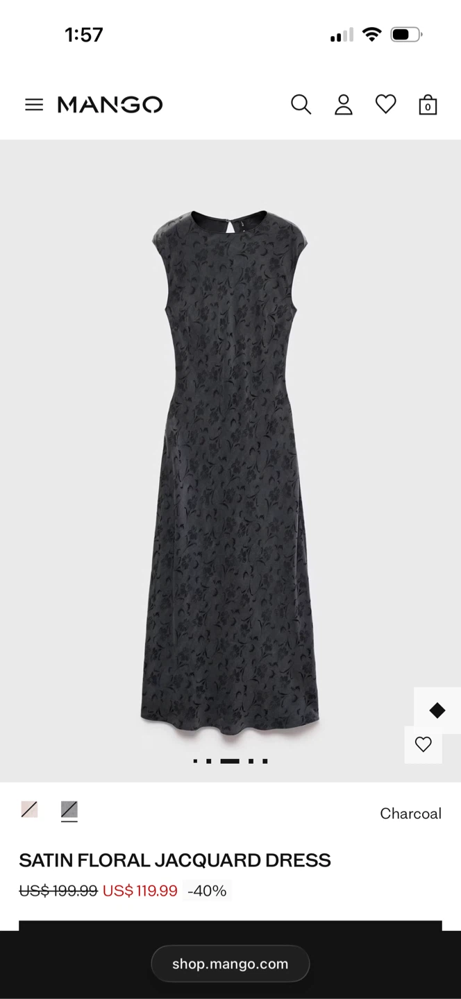 NEW Mango Satin Floral Jacquard Dress - photo 3