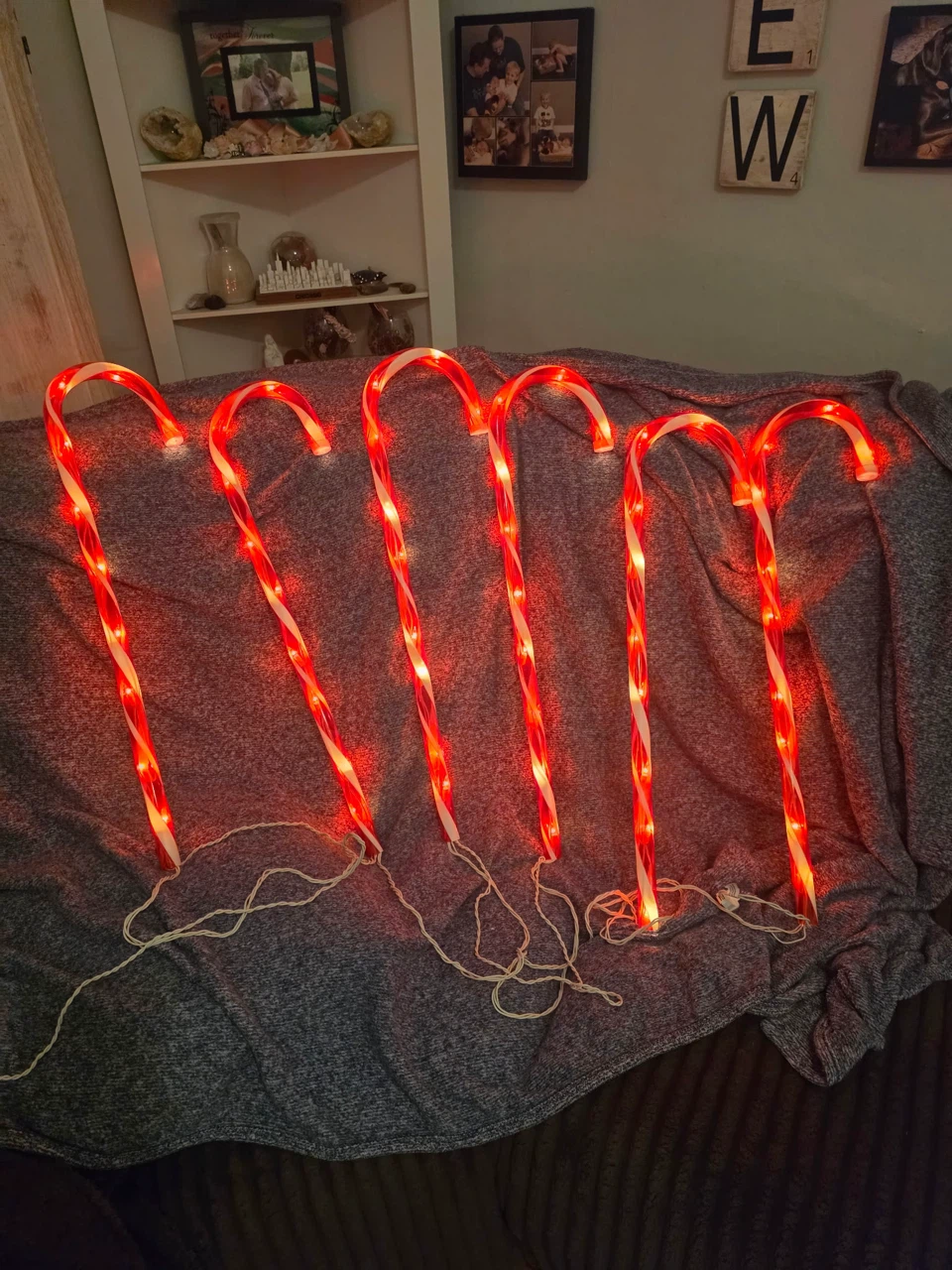 Set of 6 Lighted Candy Cane Path Markers