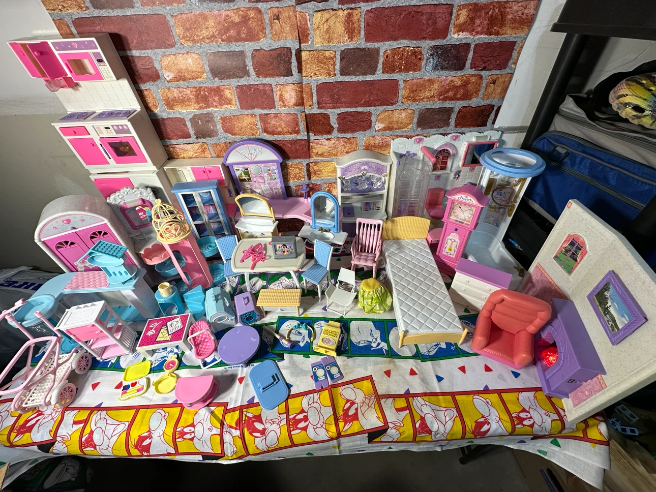 Large Collection of 1990s Barbie Dollhouse Furniture