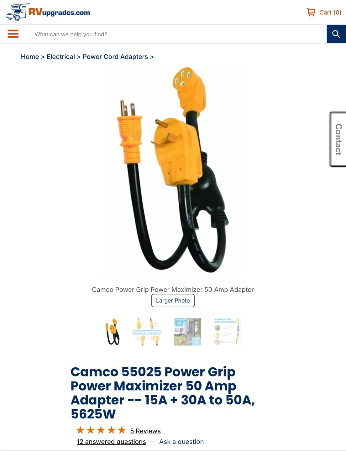 Camco 55025 Power Grip Power Maximizer 50 Amp Adapter