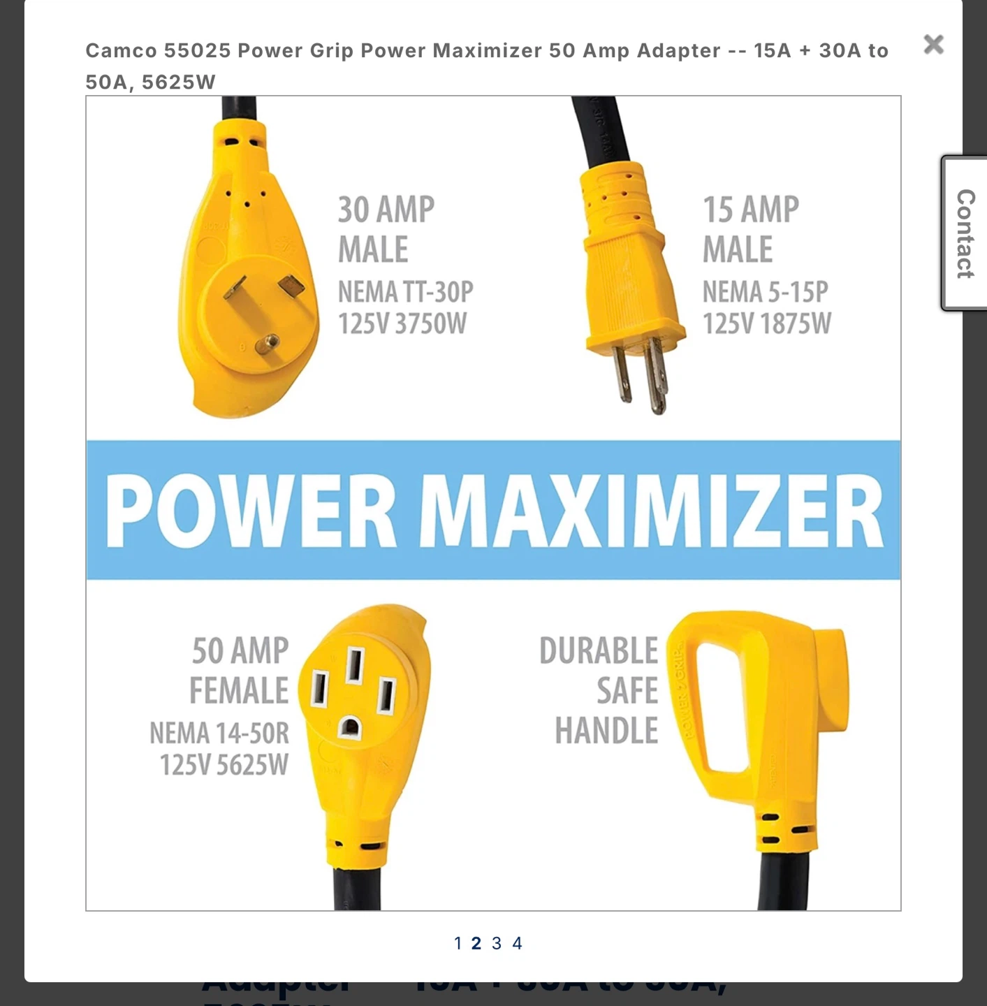 Camco 55025 Power Grip Power Maximizer 50 Amp Adapter - photo 2