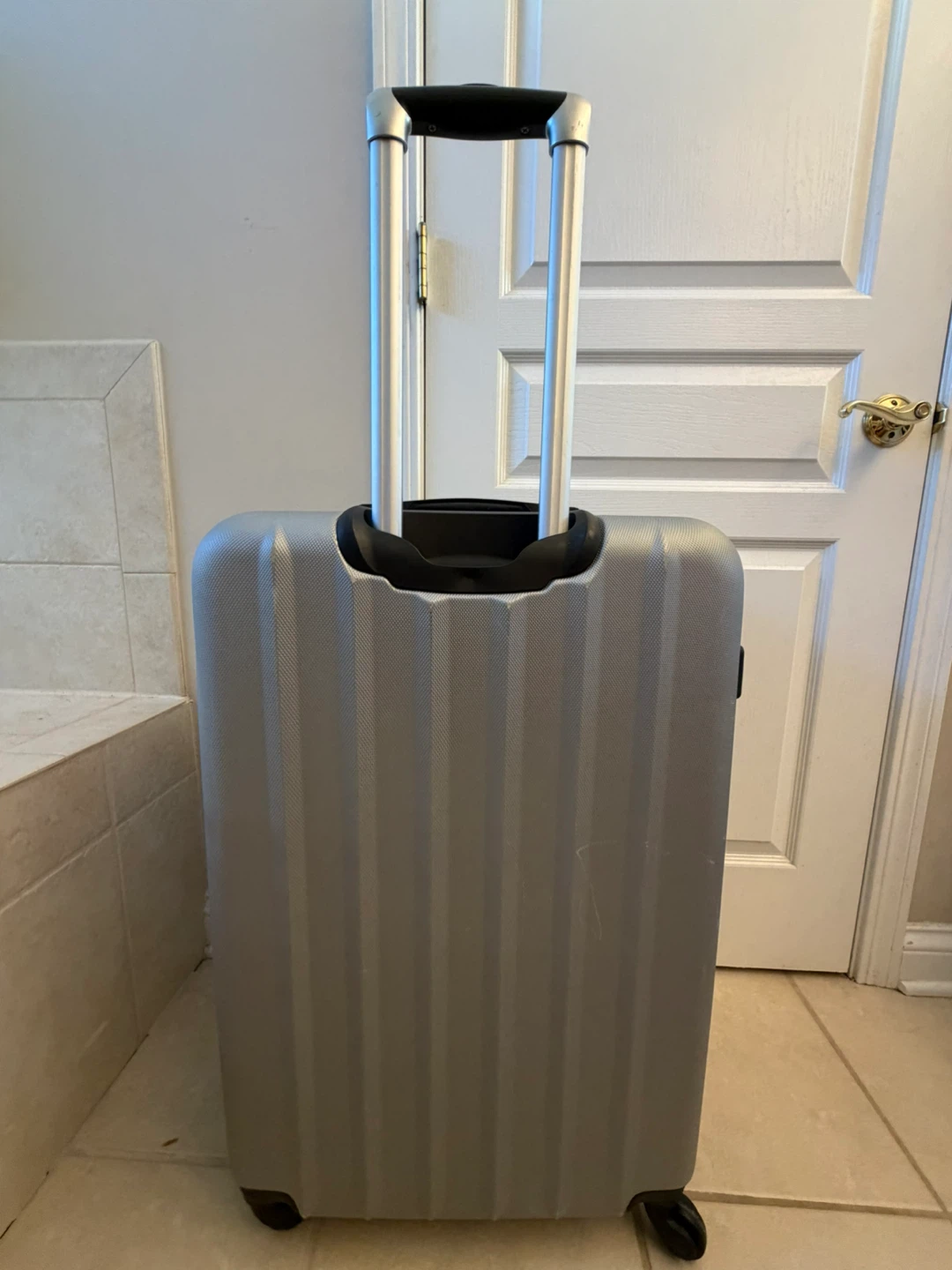 Large Silver Hardside Spinner Luggage - photo 4