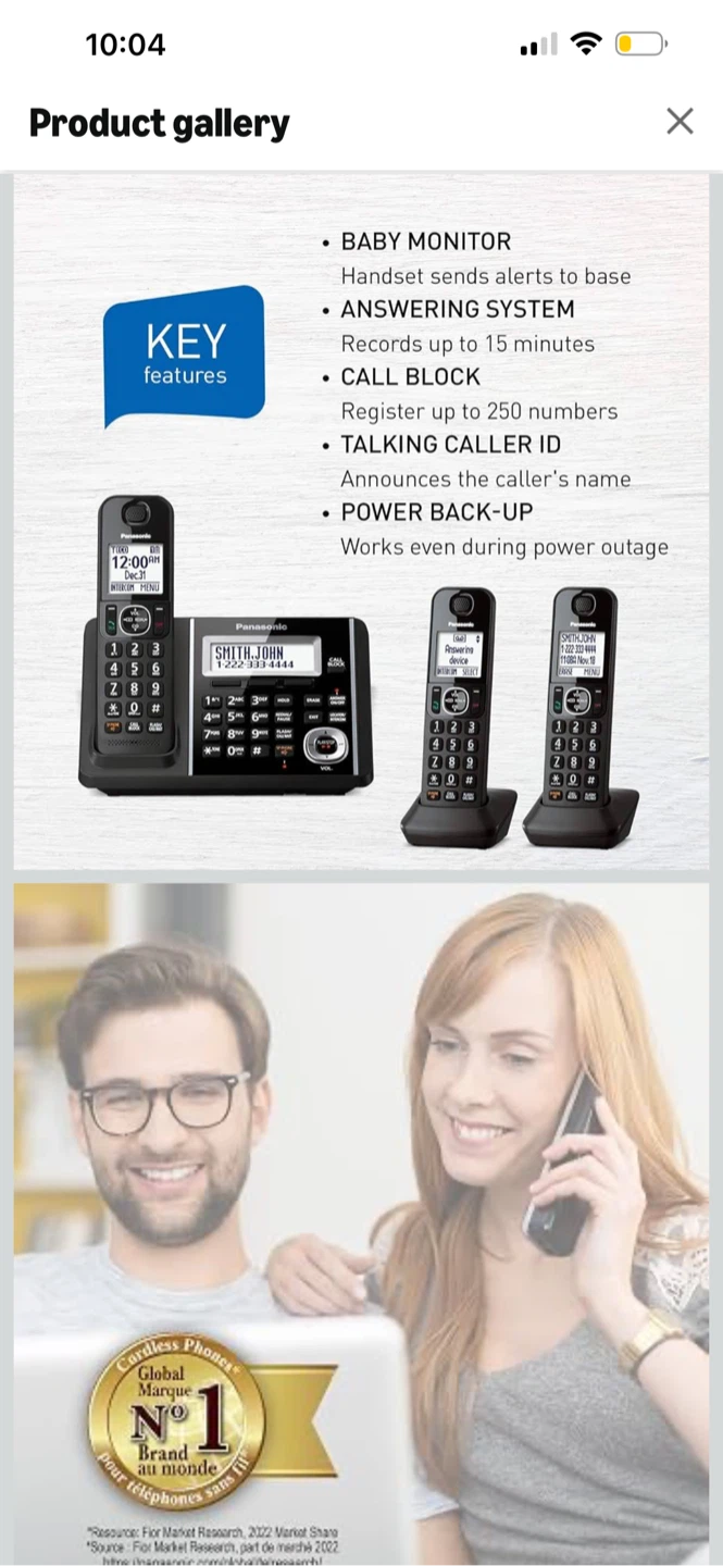 BNIB Panasonic DECT 6.0 Cordless Phone System with 3 Handsets - photo 2