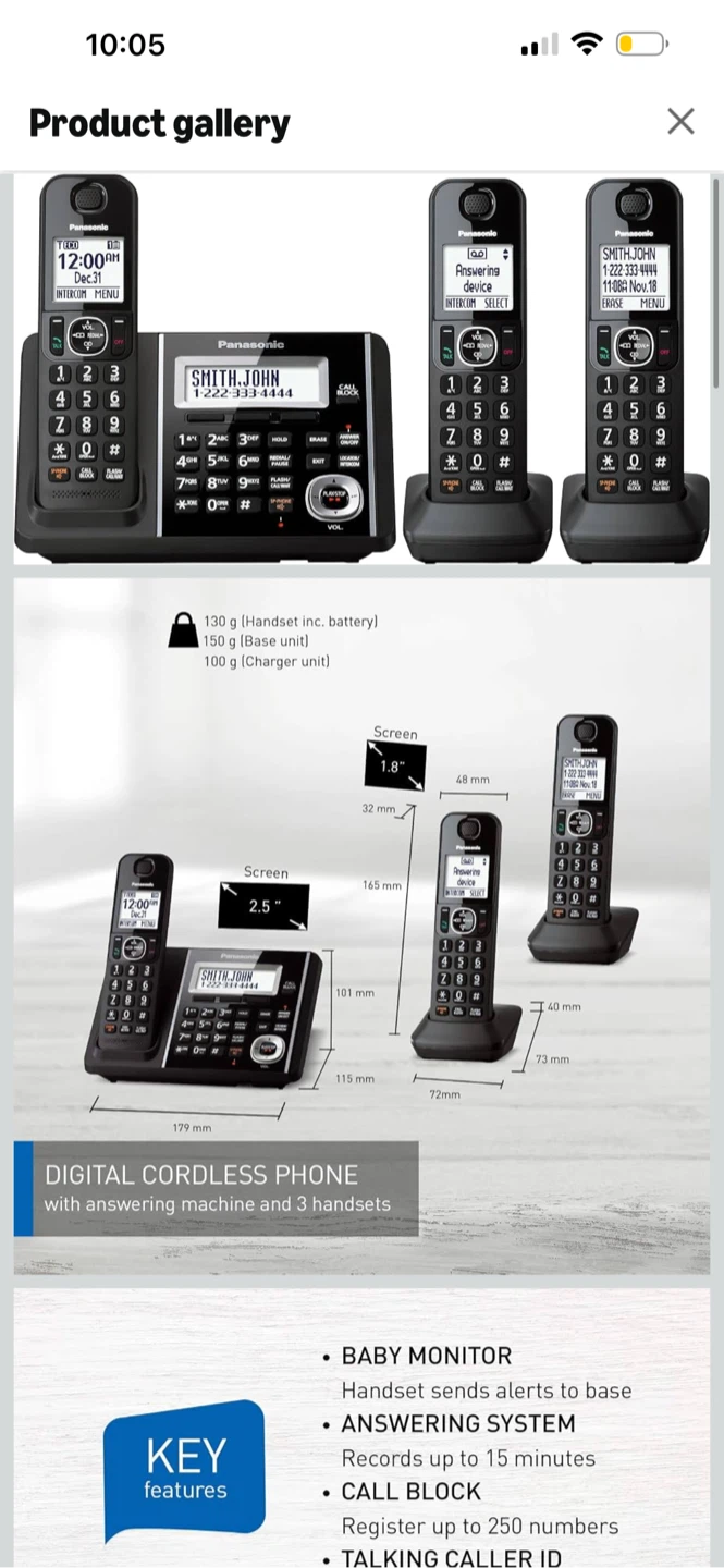 BNIB Panasonic DECT 6.0 Cordless Phone System with 3 Handsets - photo 3