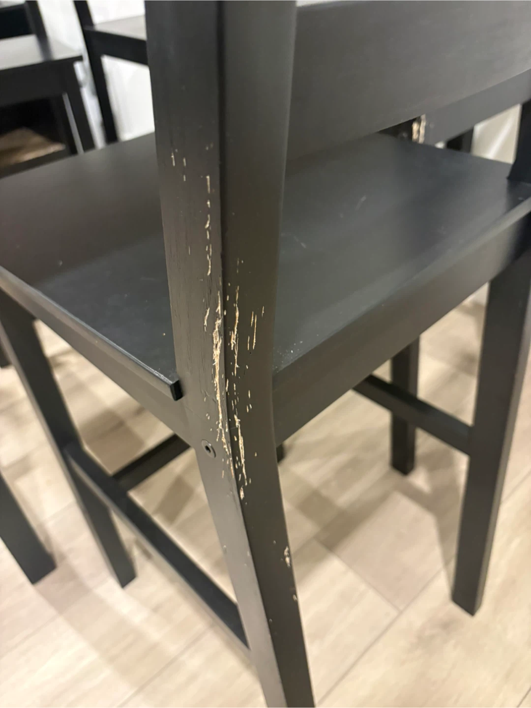 Black Ikea bar height table with 4 chairs. - photo 4
