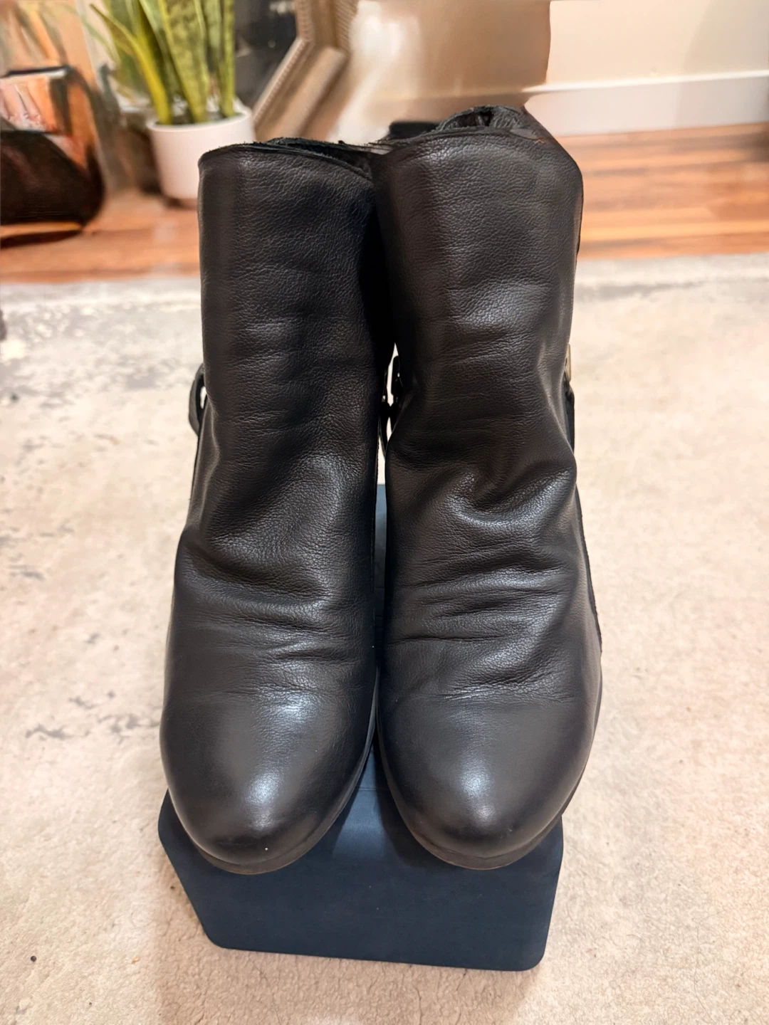 Bueno Black Leather Ankle Boots