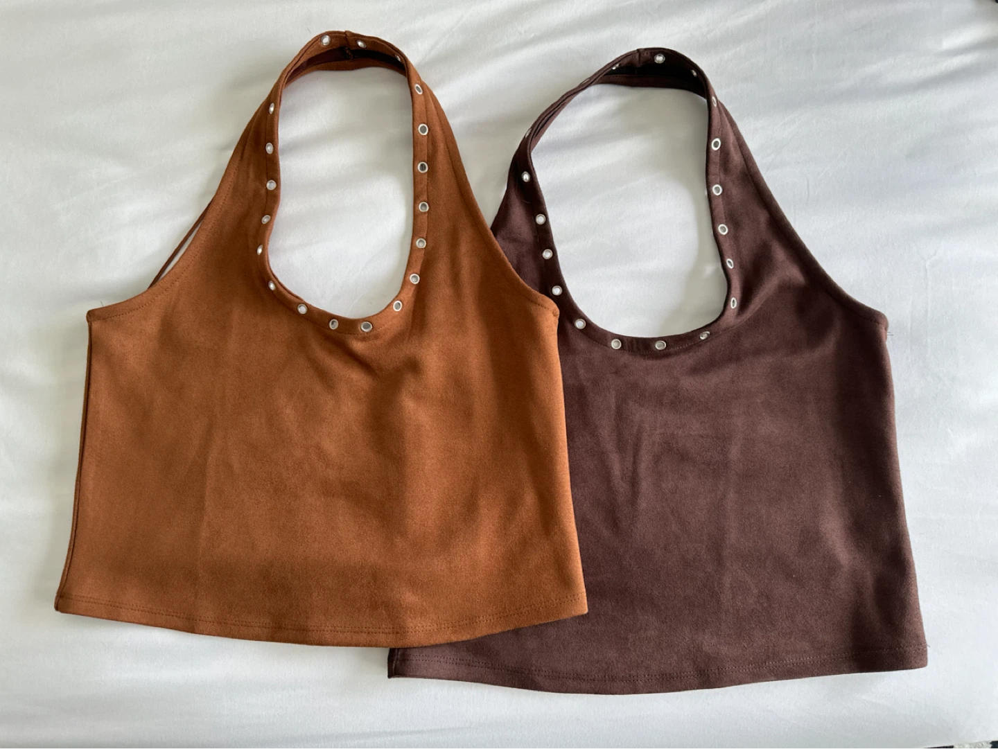 2 Urban Heritage Suede-Look Halter Tops