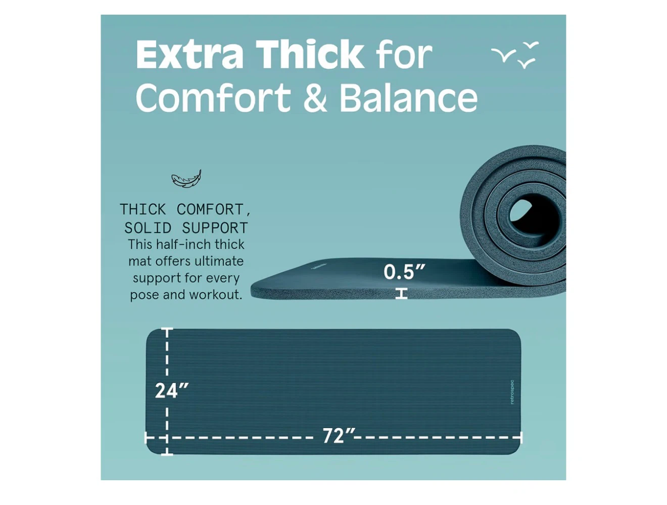 Retrospec Extra Thick Yoga Mat (Ocean Blue) - In Original Box! - photo 4