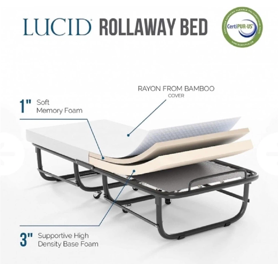 LUCID Rollaway Memory Foam Bed