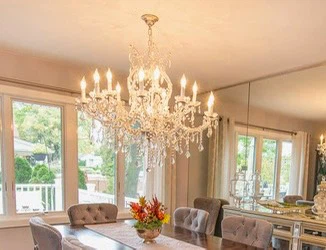 Silver 16 Bulb, Canine Crystal Maria Theresa Chandelier