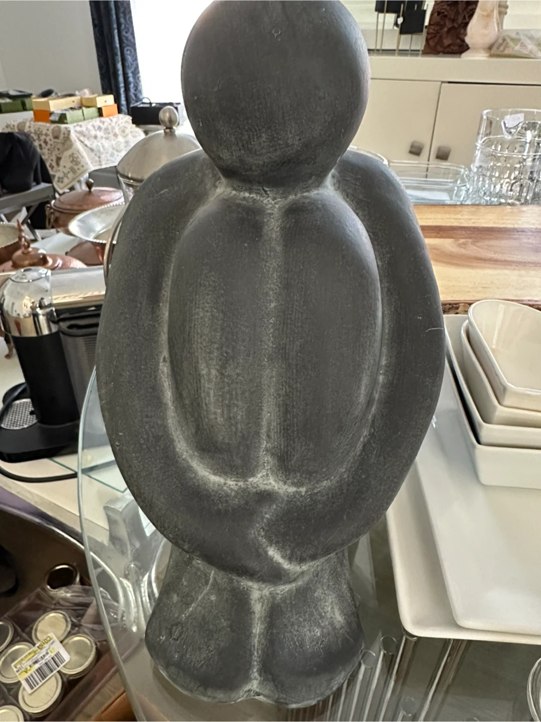 Abstract charcoal grey ceramic sculpture