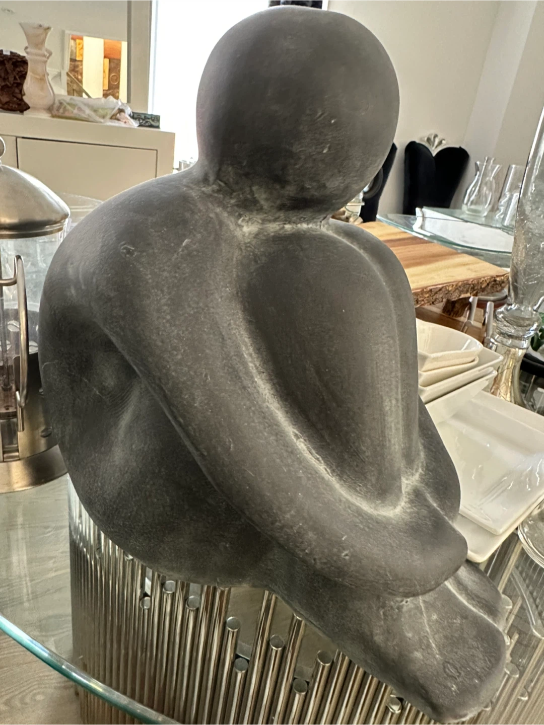 Abstract charcoal grey ceramic sculpture - photo 2