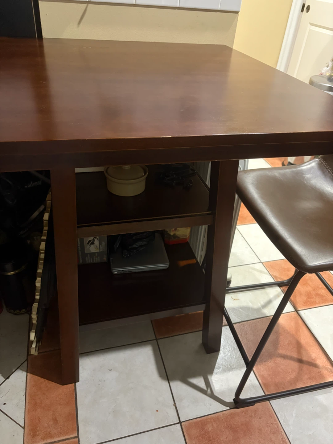 Wooden Dining Table with Shelving - photo 2