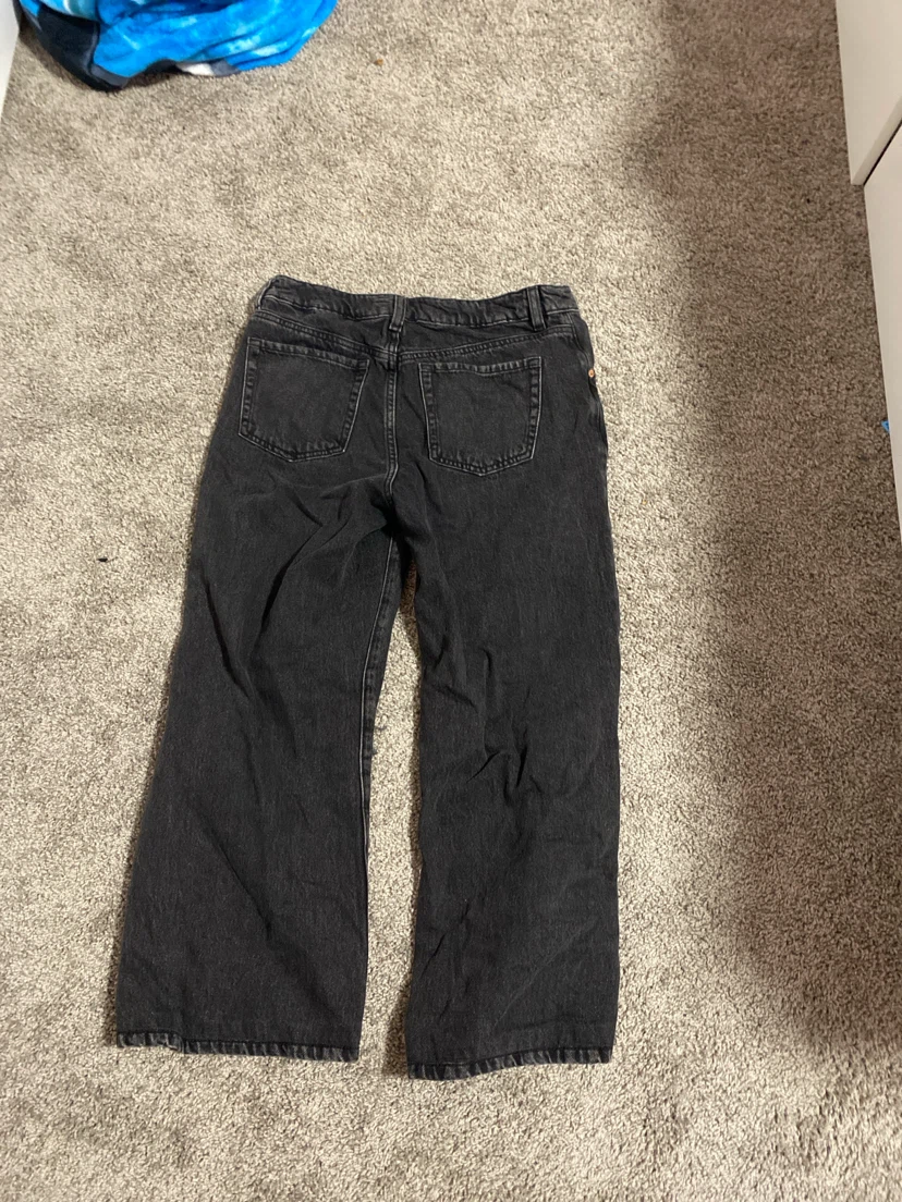 Black Distressed Wide-Leg Jeans - photo 2