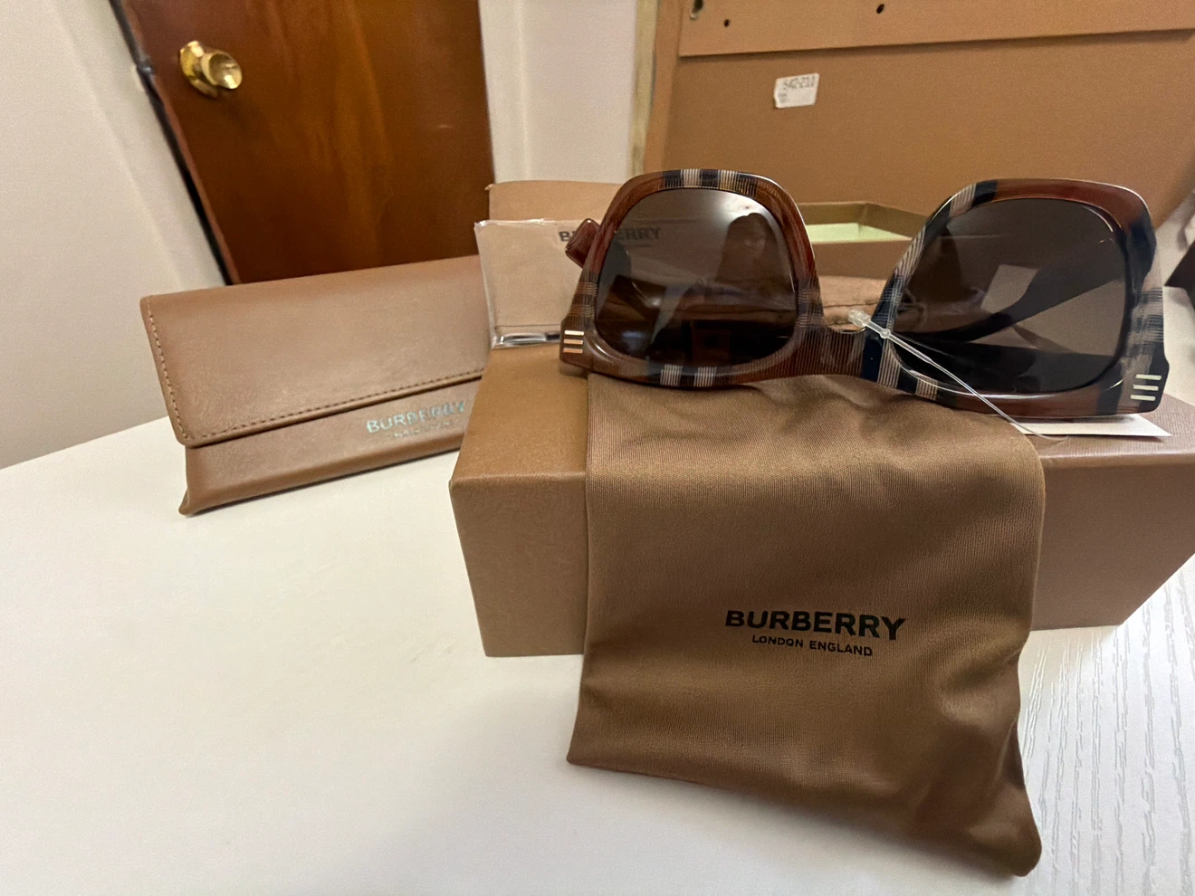 Burberry Plaid Pattern Sunglasses