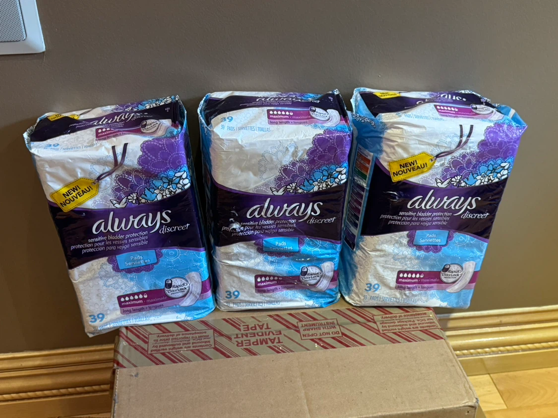 3 Packs Always Discreet Incontinence Pads - 39 Count Each
