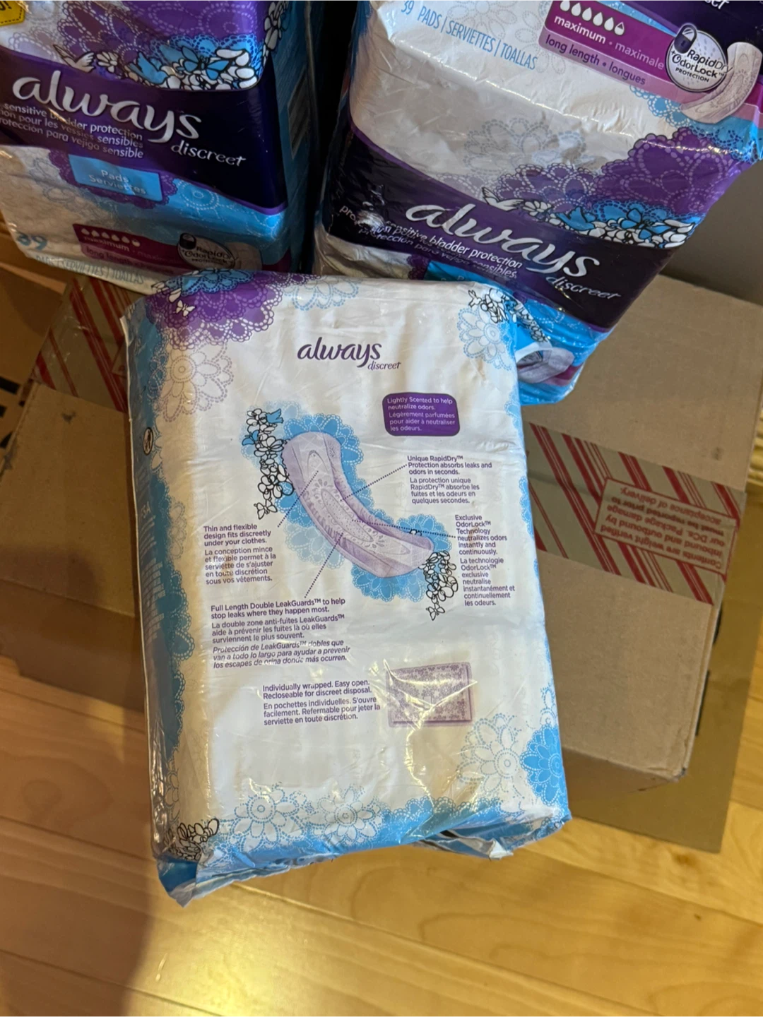 3 Packs Always Discreet Incontinence Pads - 39 Count Each - photo 3