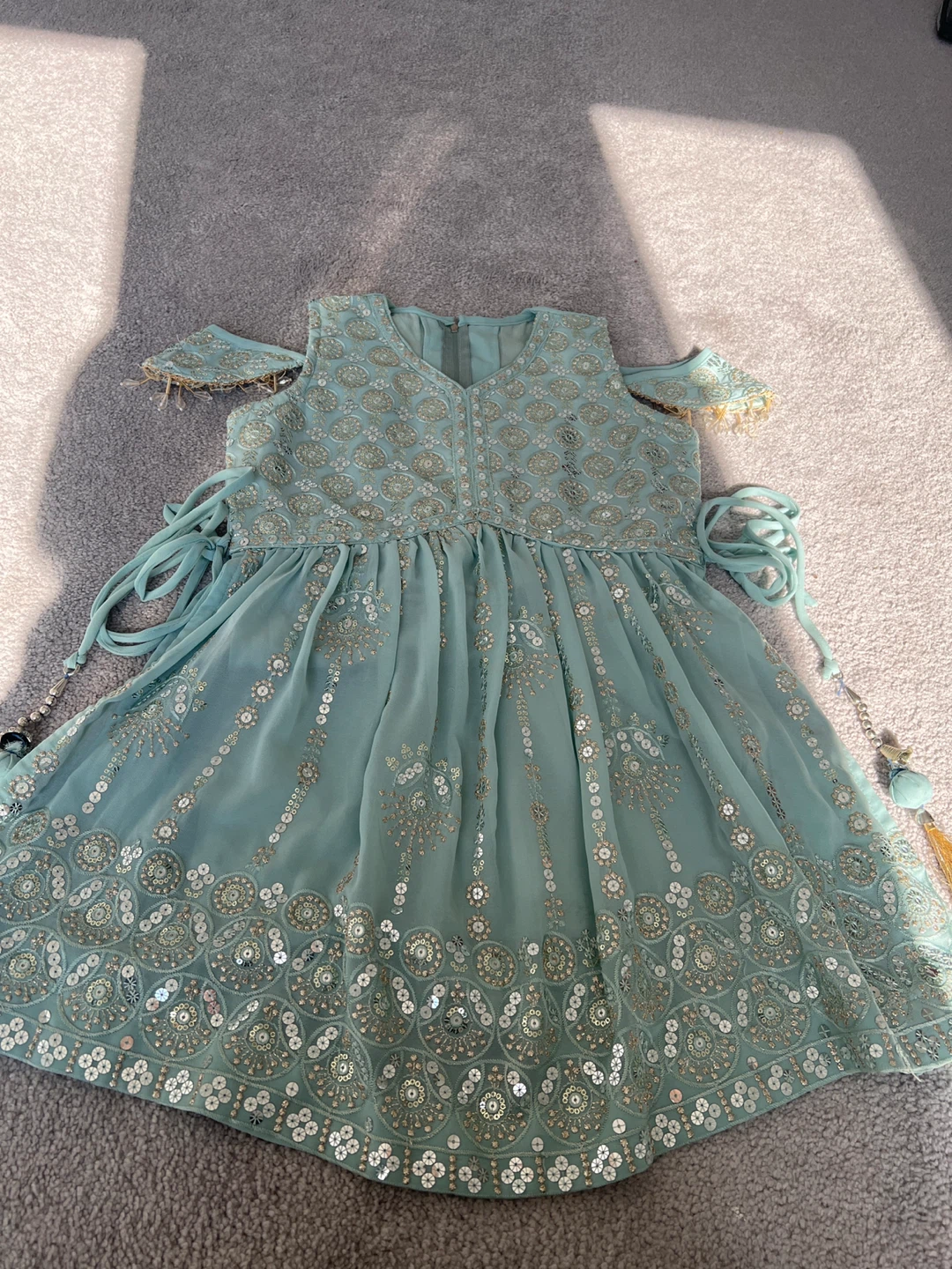 Light Green Sequined Chiffon Dress Set